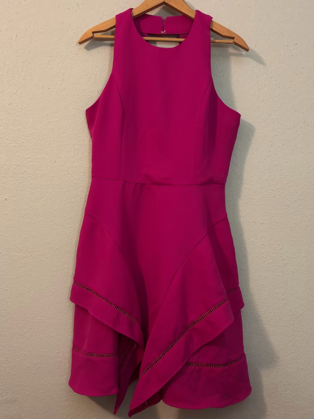 Adelyn Rae Magenta High-Neck Tiered Mini Dress